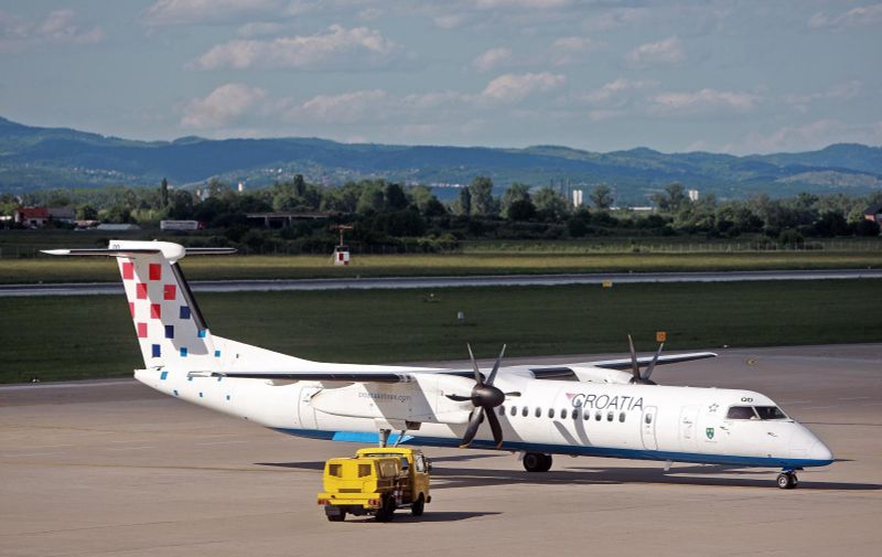 13.05.2013., Zagreb, Pleso - Slijetanje zrakoplova Bombardier Dash 8 Q400 hrvatske avionske kompanije Croatia Airlines.
Photo: Borna Filic/PIXSELL