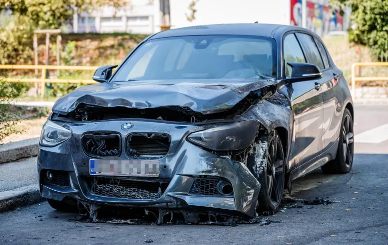 16.08.2023., Split - Nocas je oko 01h u Starcevicevoj ulici izbio pozar na parkiranom automobilu.