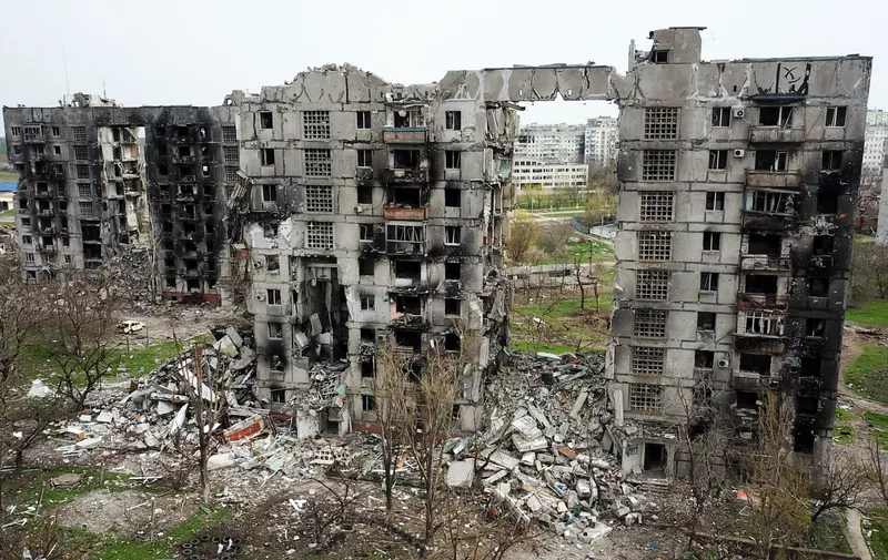 DONETSK REGION, UKRANIE - APRIL 23, 2022: A panoramic view of buildings destroyed by shelling in the embattled city of Mariupol. With tension escalating in Donbass in February, the Russian Armed Forces launched a special military operation in Ukraine in response to appeals for help from the Donetsk and Lugansk People's Republics. Peter Kovalev/TASS,Image: 685457555, License: Rights-managed, Restrictions: , Model Release: no, Credit line: Profimedia
