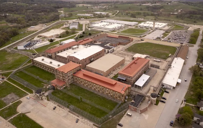 LANSING, KANSAS - APRIL 19: In this aerial view, the Lansing Correctional Facility is seen from an aerial view on April 19, 2023 in Lansing, Kansas. Inmates at the prison competed in a chess tournament being held in 9 prisons statewide in a partnership between the Kansas Department of Corrections and The Gift of Chess non-profit. Four winners from each facility will advance to a state championship to be held online. The initiative is designed to foster cognitive rehabilitation through chess, where inmates learn strategic planning skills needed to be successful on release from incarceration. All participants in the tournament, win or lose, receive free chess sets and access to educational materials on chess. The Lancing Correctional Facility is the site where Perry Smith and Richard Hickock, convicted killers chronicled in Truman Capote's book "In Cold Blood", were hanged on April 14, 1965.   John Moore/Getty Images/AFP (Photo by JOHN MOORE / GETTY IMAGES NORTH AMERICA / Getty Images via AFP)