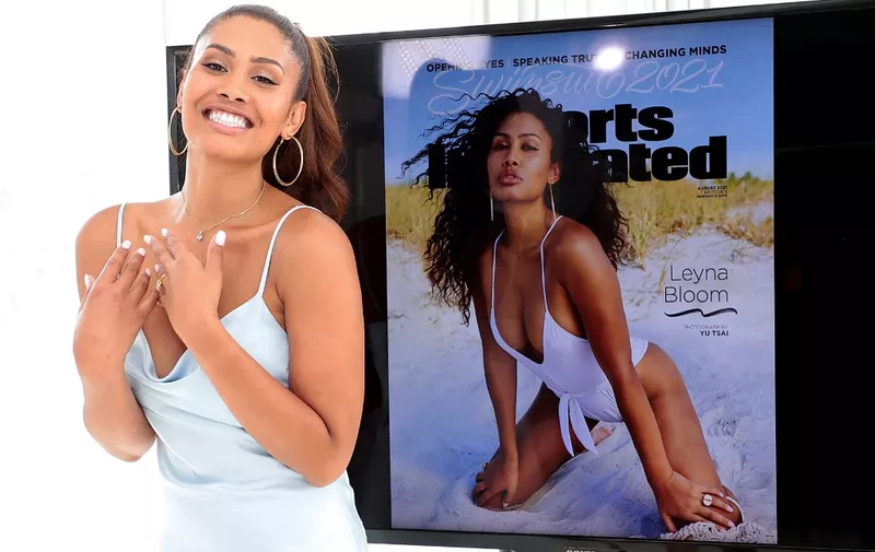 NEW YORK, NEW YORK - JULY 13: In this image released on July 19, Leyna Bloom poses during the 2021 Sports Illustrated Swimsuit Cover Reveal at Jack Studios on July 13, 2021 in New York City.   Dimitrios Kambouris/Getty Images for Sports Illustrated Swimsuit/AFP (Photo by Dimitrios Kambouris / GETTY IMAGES NORTH AMERICA / Getty Images via AFP)