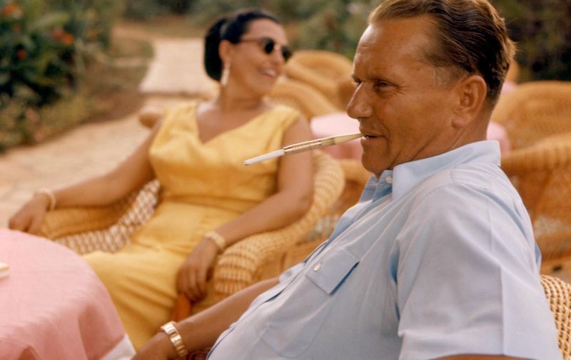 Josip Broz Tito and Madame Broz at their home on the Adriatic Island of Vanga 1956
Tito, Josip Broz, Marshal (orig. Josip Broz) Croatian Yugoslavian dictator, general, and Communist politician; 1st secretary-general of Yugoslavian Communist Party 1936-1980; prime minister of Yugoslavia 1945-1953; president of Yugoslavia 1953-1980; leader in Non-Aligned Movement _1892-1980,Image: 17285478, License: Rights-managed, Restrictions: , Model Release: no