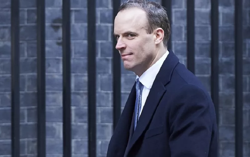 (FILES) In this file photo taken on February 06, 2018 Dominic Raab, then Minister of State for Housing and Planning, leaves 10 Downing street after the weekly cabinet meeting on February 6, 2018 in London.
Dominic Raab was named Britain's new Brexit minister on July 9, 2018 after the resignation of David Davis. / AFP PHOTO / NIKLAS HALLE'N