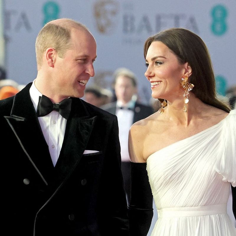 Britain's Prince William, Prince of Wales and Britain's Catherine, Princess of Wales attend the BAFTA British Academy Film Awards at the Royal Festival Hall, Southbank Centre, in London, on February 19, 2023. (Photo by Chris Jackson / POOL / AFP)