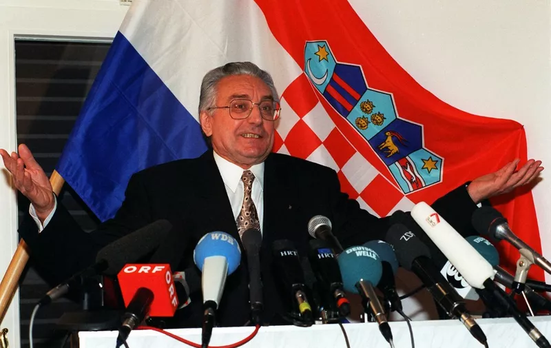 Franjo Tudjman, the former general and founder of the Croatian HDZ party, currently president of Croatia on a press conference in Bonn, pictured on 11th January 1994.  | usage worldwide (Photo by MARTIN GERTEN / DPA / dpa Picture-Alliance via AFP)
