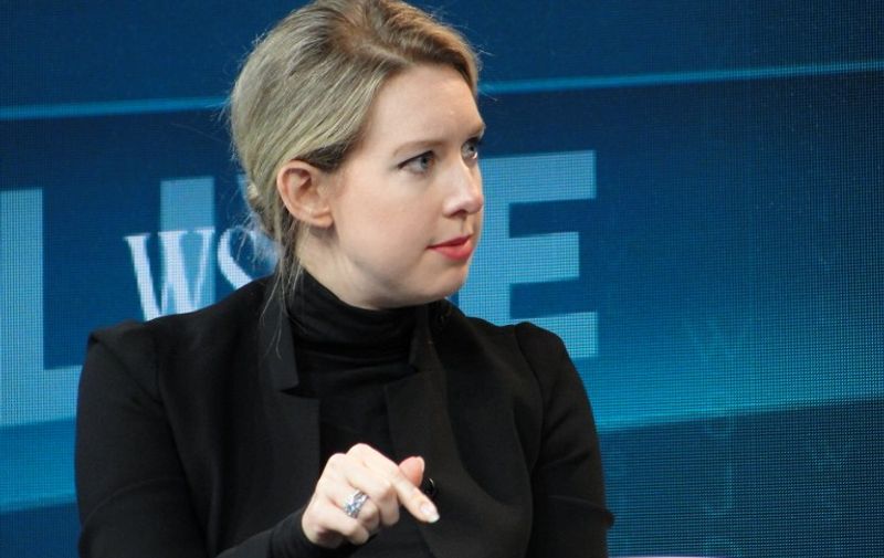 Theranos chief executive Elizabeth Holmes gestures as she speaks at a Wall Street Journal technology conference in Laguna Beach, California on October 21, 2015. The founder of innovative blood test startup Theranos challenged The Wall Street Journal on its own turf about an investigation into the firm's technology. Elizabeth Holmes took to the stage at the prestigious WSJDLive technology conference on the Southern California coast to say the Journal got the story wrong. AFP PHOTO/ GLENN CHAPMAN / AFP PHOTO / GLENN CHAPMAN
