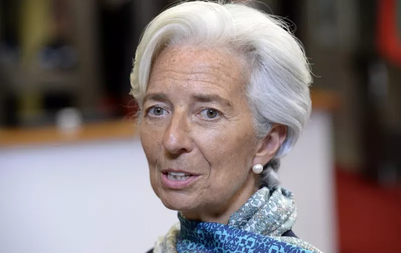 International Monetary Fund (IMF) Chief Christine Lagarde talks to the media at the end of a Special EU Euro Summit about the Greek crisis held at the EU Council building in Brussels on  June 23, 2015.  AFP Photo / Thierry Charlier