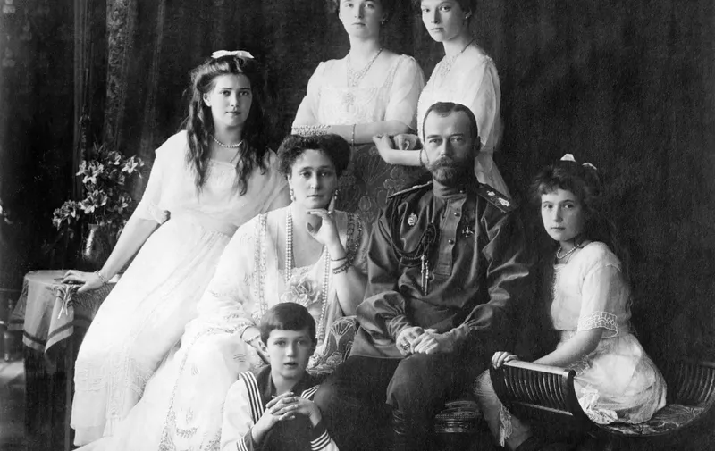 Photo shows members of the Romanovs, the last royal family of Russia including: seated (left to right) Marie, Queen Alexandra, Czar Nicholas II, Anastasia, Alexei (front), and standing (left to right), Olga and Tatiana. (Source: Flickr Commons project, 2010)