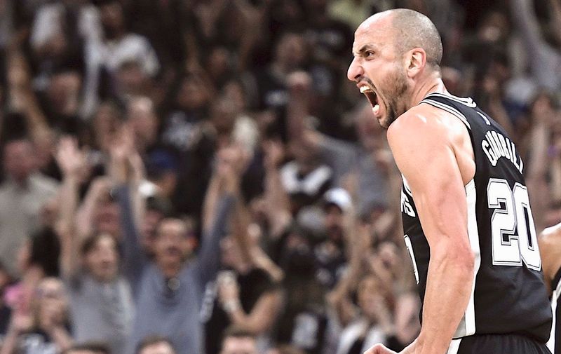 San Antonio Spurs&#8217; Manu Ginobili (20) reacts after scoring a three-point basket against the Golden State Warriors during the fourth quarter of Game 4 of their NBA first-round playoff series on Sunday, April 22, 2018 at AT&#038;T Center in San Antonio, Texas. The San Antonio Spurs defeated the Golden State Warriors, 103-90. (Jose Carlos Fajardo/Bay [&hellip;]