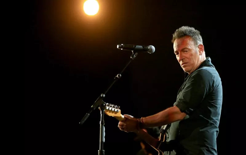 LOS ANGELES, CA - NOVEMBER 18: Recording artist Bruce Springsteen performs onstage at A+E Networks "Shining A Light" concert at The Shrine Auditorium on November 18, 2015 in Los Angeles, California.   Christopher Polk/Getty Images for A+E Networks/AFP