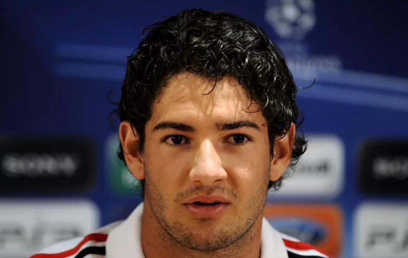 AC Milan's Brazilian forward Pato reacts during a press conference in Milanello on September 14, 2010 on the eve of the Champion's League football match against AJ Auxerre.   AFP PHOTO / OLIVIER MORIN