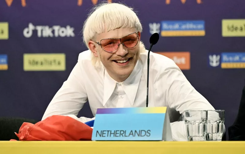 Singer Joost Klein representing Netherlands with the song "Europe" poses during a press conference prior to the final after the second semi-final of the 68th edition of the Eurovision Song Contest (ESC) at the Malmo Arena, in Malmo, on May 9, 2024. A week of Eurovision Song Contest festivities kicked off on May 4, 2024 in the southern Swedish town of Malmo, with 37 countries taking part. The first semi-final took place on May 7, the second on May 9, and the grand final concludes the event on May 11. (Photo by Jessica Gow/TT / Ritzau Scanpix / AFP) / Sweden OUT