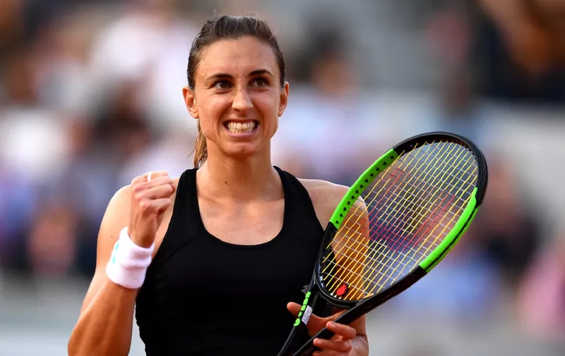 PARIS, FRANCE - JUNE 04: Petra Martic of Croatia reacts during her ladies singles quarter-final match against Marketa Vondrousova of The Czech Republic during Day ten of the 2019 French Open at Roland Garros on June 04, 2019 in Paris, France. (Photo by Clive Mason/Getty Images)