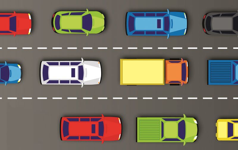 Traffic jam on the road with cars on gray background, Image: 252424254, License: Royalty-free, Restrictions: , Model Release: no, Credit line: Profimedia, Stock Budget