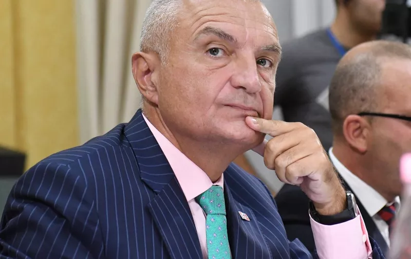 Albanian President Ilir Meta looks on during a parliamentary hearing on the constitutionality of his decision to cancel local elections on June 30, a move considered by the ruling majority to be beyond his legal purview, in Tirana on September 9, 2019. - Parliament has started procedures to remove the president after he decided to cancel local elections boycotted by the opposition, but the ruling majority ignored his decree and held the elections anyway. (Photo by Gent SHKULLAKU / AFP)