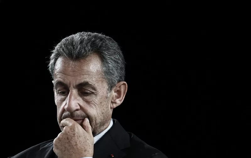 (FILES) Former French President Nicolas Sarkozy attends the 76th congress the French National Association of Chartered Accountants in Bordeaux, southwestern France, on October 8, 2021. A new judicial deadline for Nicolas Sarkozy: on February 14, 2024 the Paris Court of Appeal will hand down its decision in the so-called "Bygmalion" case, concerning the excessive spending of his losing 2012 presidential campaign. (Photo by Philippe LOPEZ / AFP)