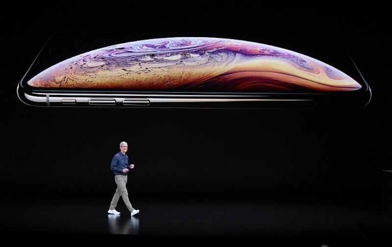 CUPERTINO, CALIFORNIA - SEPTEMBER 12: Tim Cook, chief executive officer of Apple, speaks during an Apple event at the Steve Jobs Theater at Apple Park on September 12, 2018 in Cupertino, California. Apple is expected to announce new iPhones with larger screens as well as other product upgrades.   Justin Sullivan/Getty Images/AFP