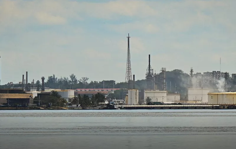 View of a closed gasoline processing plant in Havana on April 14, 2023. Cuba is experiencing a new gasoline shortage crisis because the countries that provide it with crude also face "a complex energy situation" and have not fulfilled their commitments, the government reported on Friday. (Photo by ADALBERTO ROQUE / AFP)