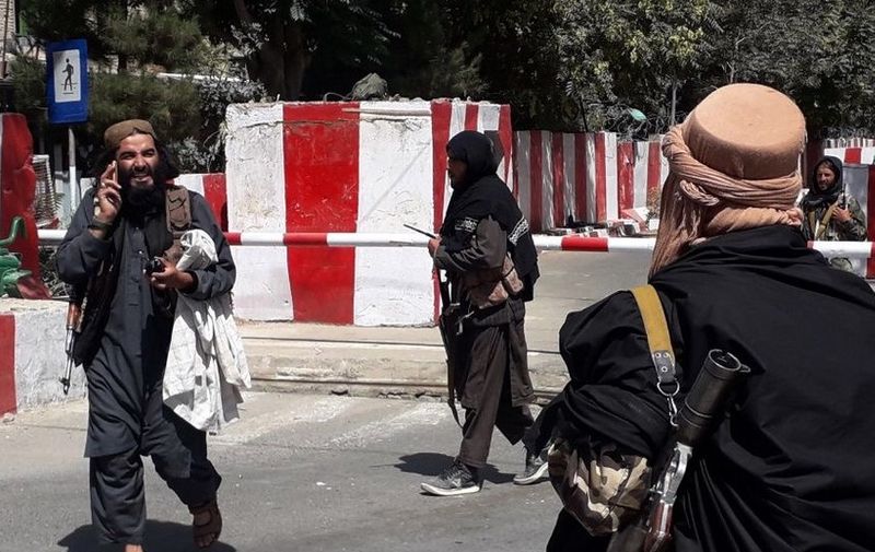 (210812) -- GHAZNI, Aug. 12, 2021 (Xinhua) -- Taliban militants are seen inside the Ghazni city, eastern Afghanistan, Aug. 12, 2021. Taliban militants Thursday overran Afghanistan's eastern Ghazni province's capital city Ghazni, 150 km from the national capital Kabul, provincial council member Hasan Reza Yusufi said.,Image: 626766927, License: Rights-managed, Restrictions: , Model Release: no, Credit line: Profimedia