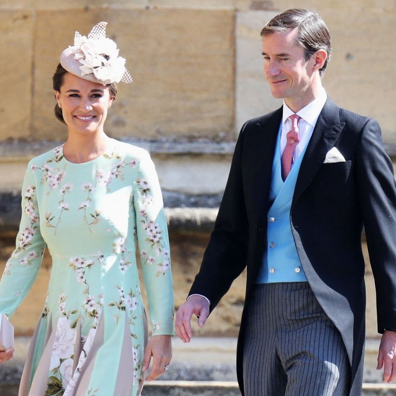 Pippa Middleton and James Matthews arrive for the wedding ceremony of Britain's Prince Harry, Duke of Sussex and US actress Meghan Markle at St George's Chapel, Windsor Castle, in Windsor, on May 19, 2018. (Photo by Chris Jackson / POOL / AFP)