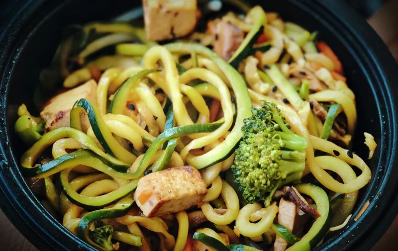Noodles and Company now has spiralized zucchini, or "Zoodles" as they're calling it. This is their Japanese Pan Noodles dish with the noodles replaced with zucchini.

- 
Copyright (c) 2018 Tony Webster 
tony@tonywebster.com 
+1 202-930-9200