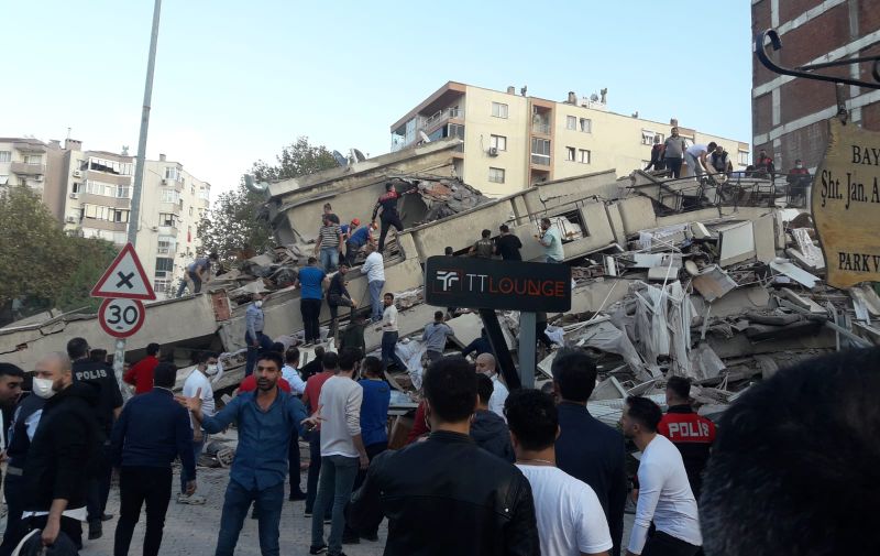 October 30, 2020: Earthquake Hits Turkeyâ€™s Aegean Coast city Izmir. Some buildings have collapsed as a magnitude 6.8 temblor struck the countryâ€™s in western Turkish city.,Image: 566430681, License: Rights-managed, Restrictions: * Turkey Rights Out *, Model Release: no