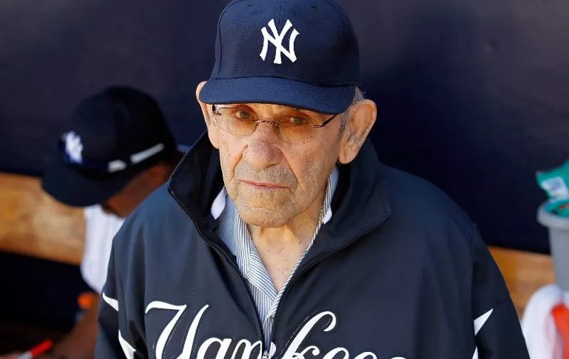 TAMPA, FL - FEBRUARY 26: Hall of Famer Yogi Berra of the New York Yankees stands in the dugout just prior to the start of the Grapefruit League Spring Training Game against the Philadelphia Phillies at George M. Steinbrenner Field on February 26, 2011 in Tampa, Florida.   J. Meric/Getty Images/AFP