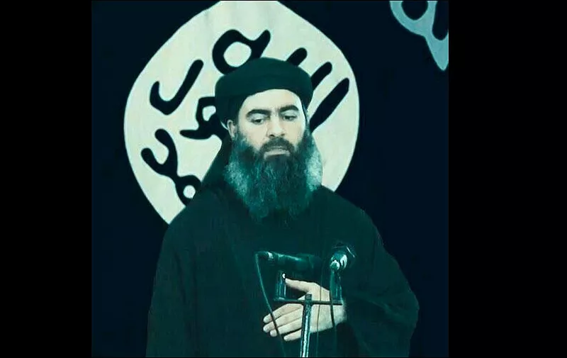 File photo : The leader of the militant Islamic State (ISIS), Abu Bakr al-Baghdadi has made what would be his first public appearance at a mosque in the centre of Iraq's second city Mosul, according to a video recording posted on the Internet on July 5, 2014, in this still image taken from video. There had previously been reports on social media that Abu Bakr al-Baghdadi would make his first public appearance since his Islamic State in Iraq and the Levant (ISIS) changed its name to the Islamic State and declared him caliph. The Iraqi government denied that the video, which carried Friday's date, was credible. It was also not possible to immediately confirm the authenticity of the recording or the date when it was made. Mosul. Iraq. 05/07/2014 ©SALAMPIX, Image: 320901971, License: Rights-managed, Restrictions: , Model Release: no, Credit line: Profimedia, Abaca