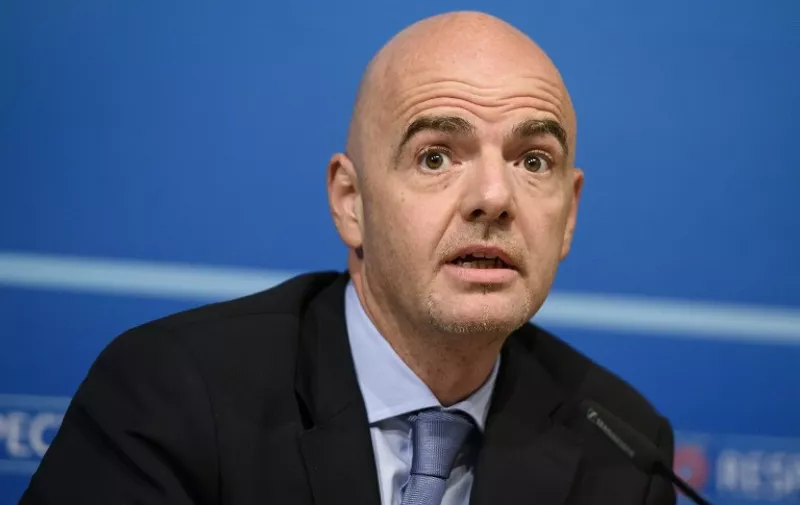 UEFA General Secretary Gianni Infantino gives a press conference following a UEFA Executive meeting on October 15, 2015 at the European football's governing body headquarters in Nyon. UEFA President Michel Platini will get a strong indication of the level of support from the organisation he heads after he was suspended for 90 days by FIFA's ethics committee looking into corruption at the global football body. AFP PHOTO / FABRICE COFFRINI