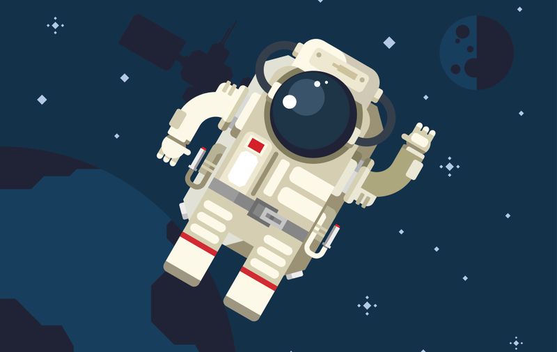 Astronaut in outer space concept vector illustration in flat style.