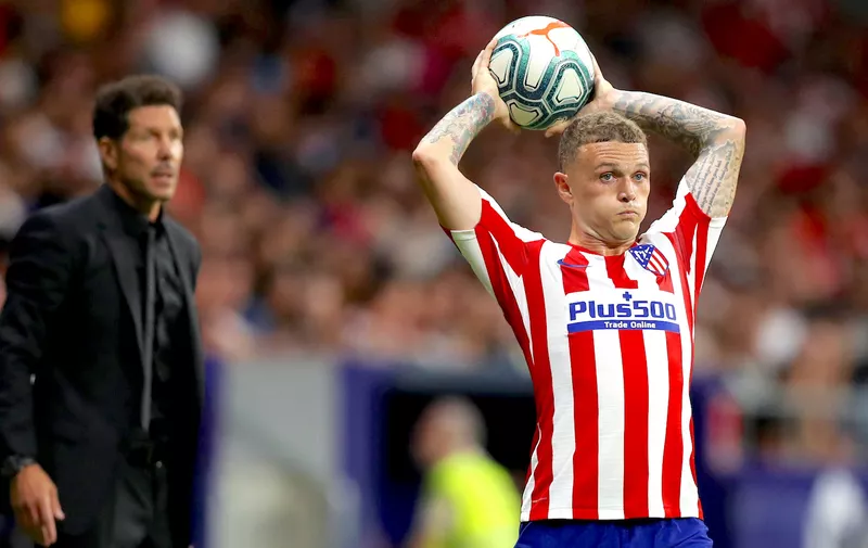 MADRID, SPAIN - AUGUST 18:  Kieran Trippier of Atletico Madrid takes a throw in during the Liga match between Club Atletico de Madrid and Getafe CF at Wanda Metropolitano on August 18, 2019 in Madrid, Spain. (Photo by Angel Martinez/Getty Images)
