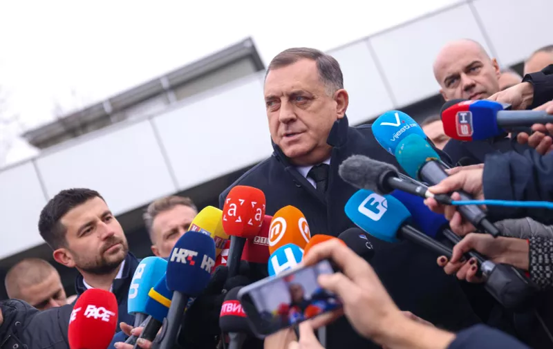 06.12.2023., Sarajevo, Bosna i Hercegovina - Milorad Dodik dao je izjavu medijima nakon rocista na Sudu BiH. Photo: Armin Durgut/PIXSELL