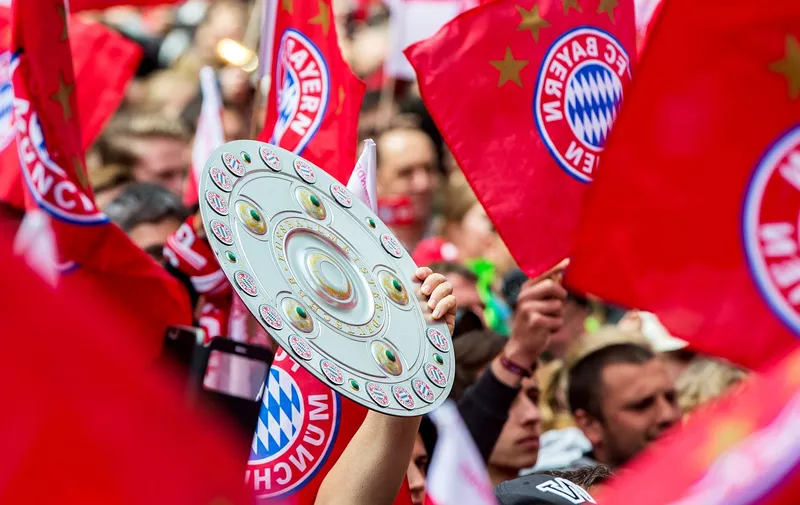 MUNICH, GERMANY &#8211; MAY 15 : FC Bayern Munich fans wait for the team to celebrate the 26th German Championships on Marienplatz square in Munich, Germany on May 15, 2016. Marc Mueller / Anadolu Agency, Image: 284786575, License: Rights-managed, Restrictions: , Model Release: no, Credit line: Profimedia, Abaca