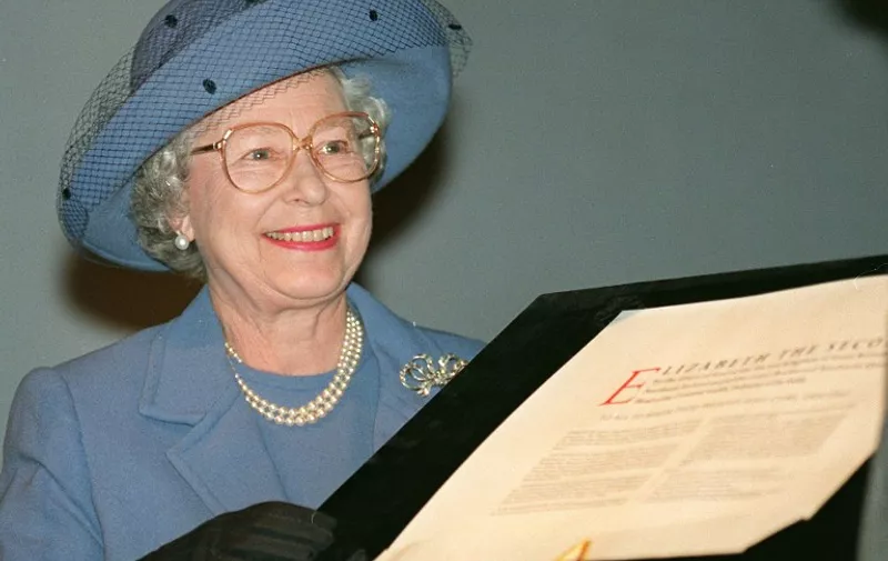 Queen Elizabeth II, patron of the British Red Cross Society, presented a new royal charter to the British Red Cross at the Commonwealth Institute in London 24 February to mark being made into one society. The Queen earlier heard the news that her sister, Princess Margaret, suffered a stroke on the Caribean island of Mustique.