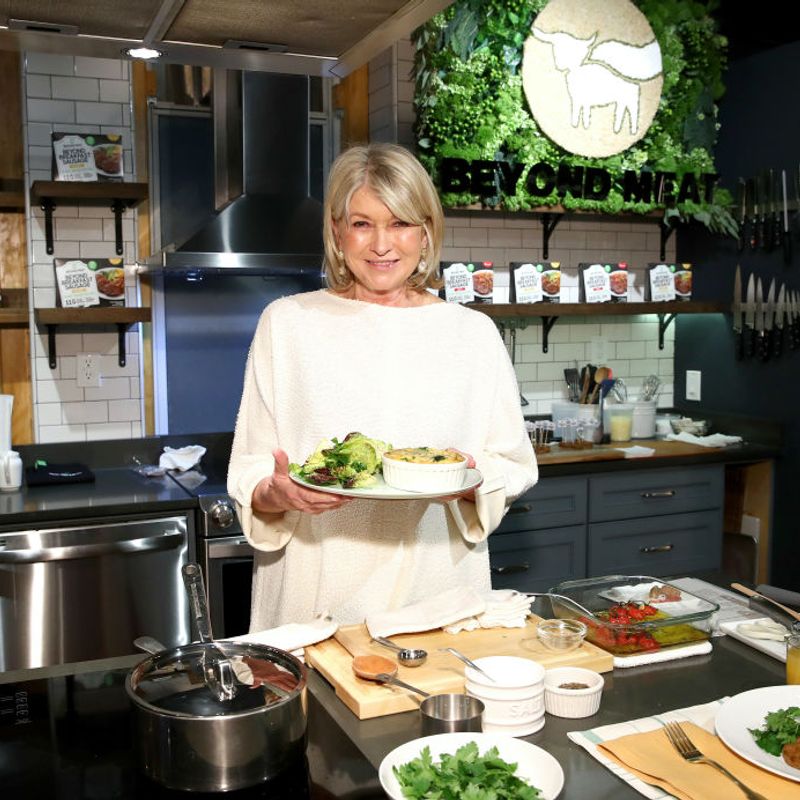 NEW YORK, NEW YORK - MARCH 10: Martha Stewart prepares the Classic Beyond Breakfast Sausage with Spinach and Sweet Onion Frittata on March 10, 2020 in New York City. (Photo by )