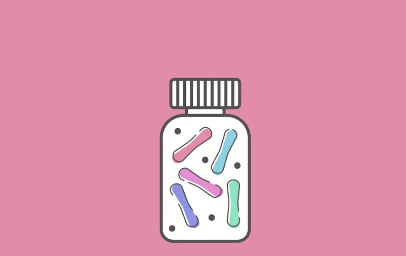 probiotic bottle, vitamins, probiotic icon. vector illustration