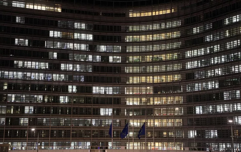 A picture taken on December 13, 2018 in Brussels shows a general view of the EU Commission building during the second day of a European Summit aimed at discussing the Brexit deal, the long-term budget and the single market. - EU leaders will approve a modest list of euro single currency reforms on December 14 that are a far cry from the vast overhaul to the European project sought by France. (Photo by LUDOVIC MARIN / AFP)
