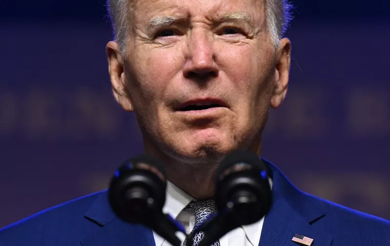 US President Joe Biden holds a press conference in Hanoi on September 10, 2023, on the first day of a visit in Vietnam. Biden travels to Vietnam to deepen cooperation between the two nations, in the face of China's growing ambitions in the region. (Photo by SAUL LOEB / AFP)