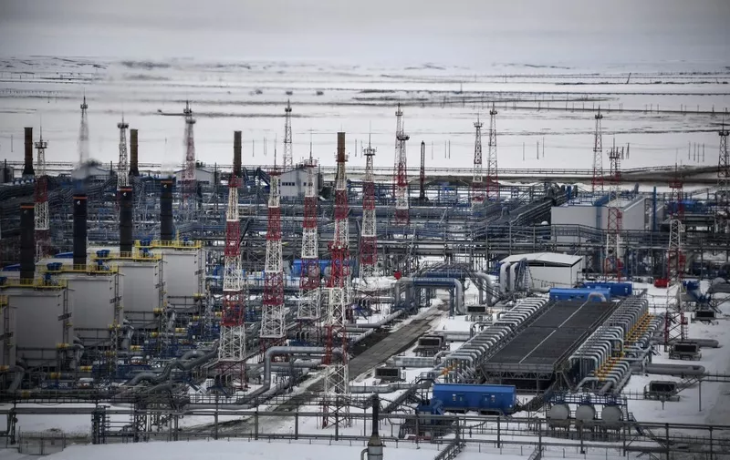 A view of the Bovanenkovo gas field on the Yamal peninsula in the Arctic circle on May 21, 2019. (Photo by Alexander NEMENOV / AFP)