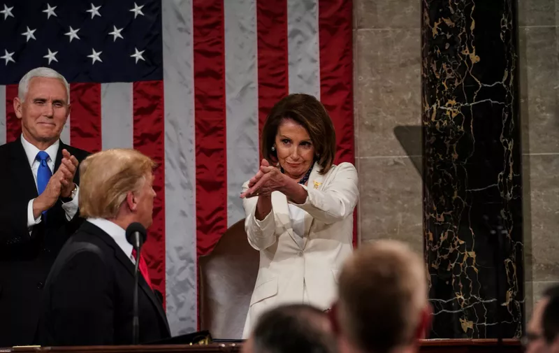 President Donald Trump delivered the State of the Union address, with Vice President Mike Pence and Speaker of the House Nancy Pelosi, at the Capitol
State of the Union Address, Washington DC, USA - 05 Feb 2019, Image: 412260748, License: Rights-managed, Restrictions: , Model Release: no, Credit line: Profimedia, TEMP Rex Features