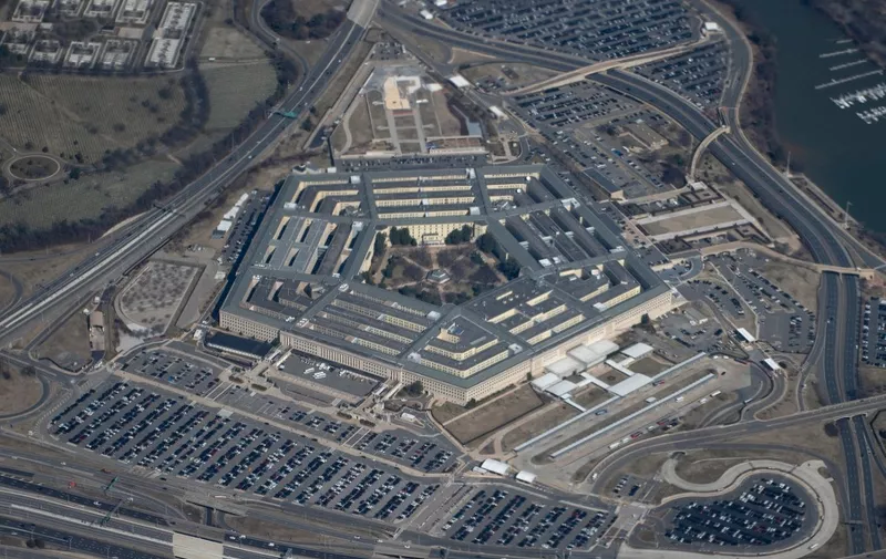 The Pentagon is seen from the air in Washington, DC, on March 2, 2022. (Photo by Brendan Smialowski / AFP)