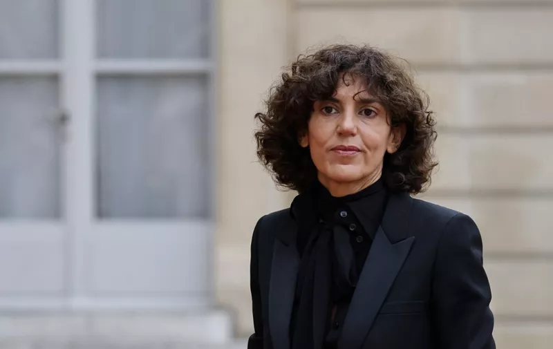 Chief executive officer of Yves Saint Laurent, Francesca Bellettini arrives for a state dinner with the French President and the Italian President at the Elysee Palace in Paris, on July 5, 2021. (Photo by Ludovic MARIN / AFP)