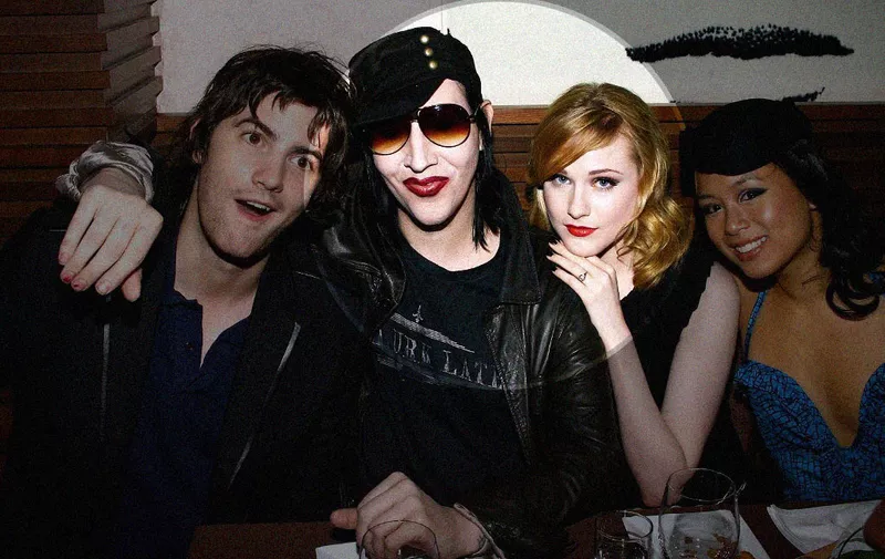 NEW YORK - SEPTEMBER 13:  (Exclusive Access) (L-R) Actor Jim Sturgess, musician Marilyn Manson, actress Evan Rachel Wood and actress T.V. Carpio attend the after party for a special screening of "Across The Universe" at Bette on September 13, 2007 in New York City.  (Photo by Scott Wintrow/Getty Images)