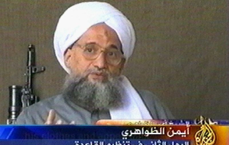 A video grab taken 06 July 2006 from the pan-Arab satellite television network al-Jazeera shows al-Qaeda second-in-command Ayman al-Zawahri. In this video produced by the al-Qaeda linked media group Assahab, al-Zawahri claimed, on the eve of the anniversary of the July 7 2005 London bombings, that a string of attacks will continue and become stronger until forces were pulled out of Afghanistan and Iraq and until financial and military support to America and Israel ended.
