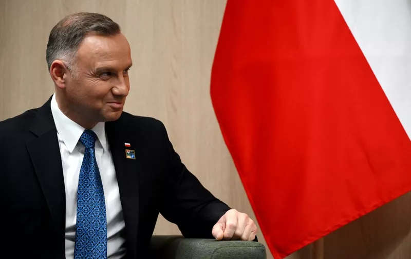 Poland's President Andrzej Duda looks on during a bilateral meeting with Britain's Prime Minister during the NATO Summit in Vilnius on July 11, 2023. (Photo by Paul ELLIS / POOL / AFP)