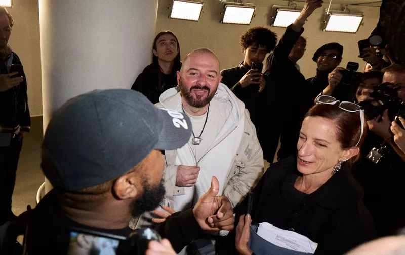 *EXCLUSIVE* Paris, FRANCE  - YEEZY SEASON 9 PARIS FASHION WEEK

BACKGRID USA 4 OCTOBER 2022,Image: 728067482, License: Rights-managed, Restrictions: , Model Release: no, Pictured: Kanye West and Demna Gvasalia