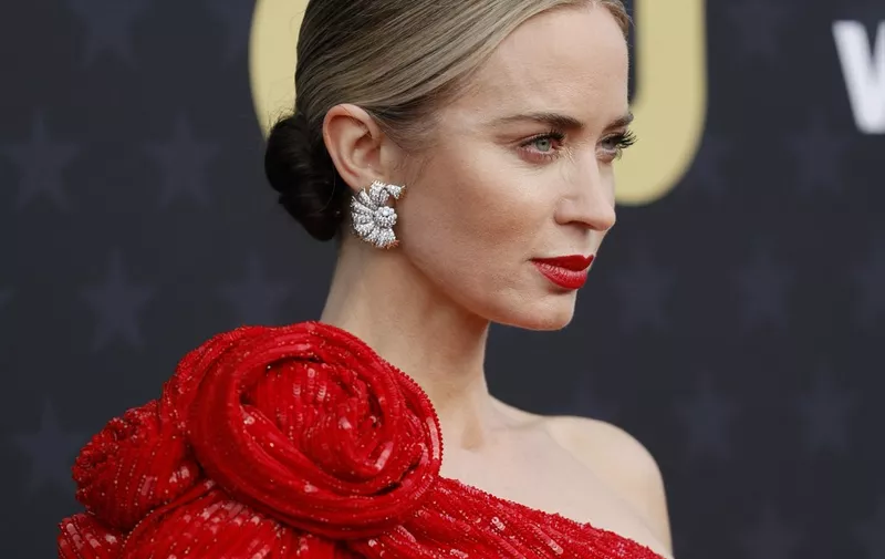 SANTA MONICA, CALIFORNIA - JANUARY 14: Emily Blunt attends the 29th Annual Critics Choice Awards at Barker Hangar on January 14, 2024 in Santa Monica, California.   Frazer Harrison/Getty Images/AFP (Photo by Frazer Harrison / GETTY IMAGES NORTH AMERICA / Getty Images via AFP)