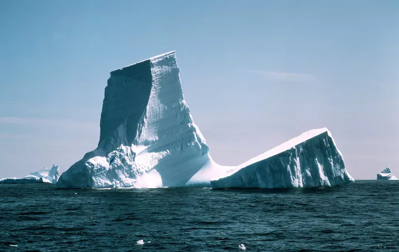 Iceberg. Icebergs are floating chunks of ice that have broken away (calved) from a glacier or an ice sheet that has reached the sea. They can reach enormous sizes, towering over 100 metres above the surface of the water. Only about 10 percent of an iceberg is visible, with most of it being below the water's surface. Photographed in Antarctica.,Image: 102191779, License: Rights-managed, Restrictions: , Model Release: no