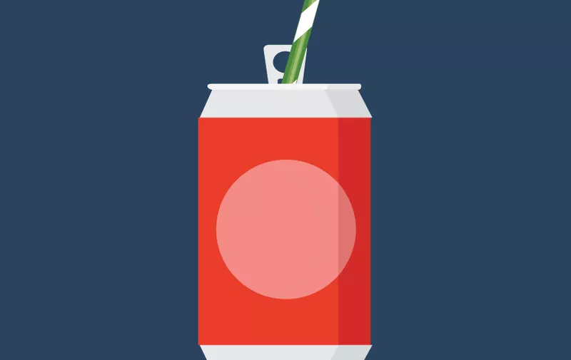 Vector illustration of cold drink can isolated on background. Flat style icon
