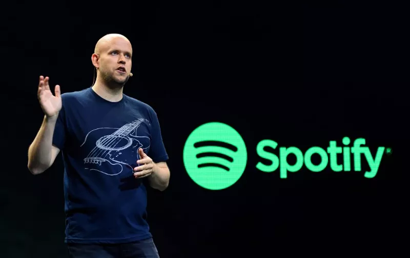 Daniel Ek, CEO of Spotify, speaks to reporters at a news conference on May 20, 2015 in New York. Streaming leader Spotify on Wednesday announced an entry into video and original content, hoping to expand its reach beyond music. Spotify, by far the largest company in the booming streaming industry, said it was updating its platform to support videos and would offer news and other non-music content provided by major media companies. AFP PHOTO/DON EMMERT